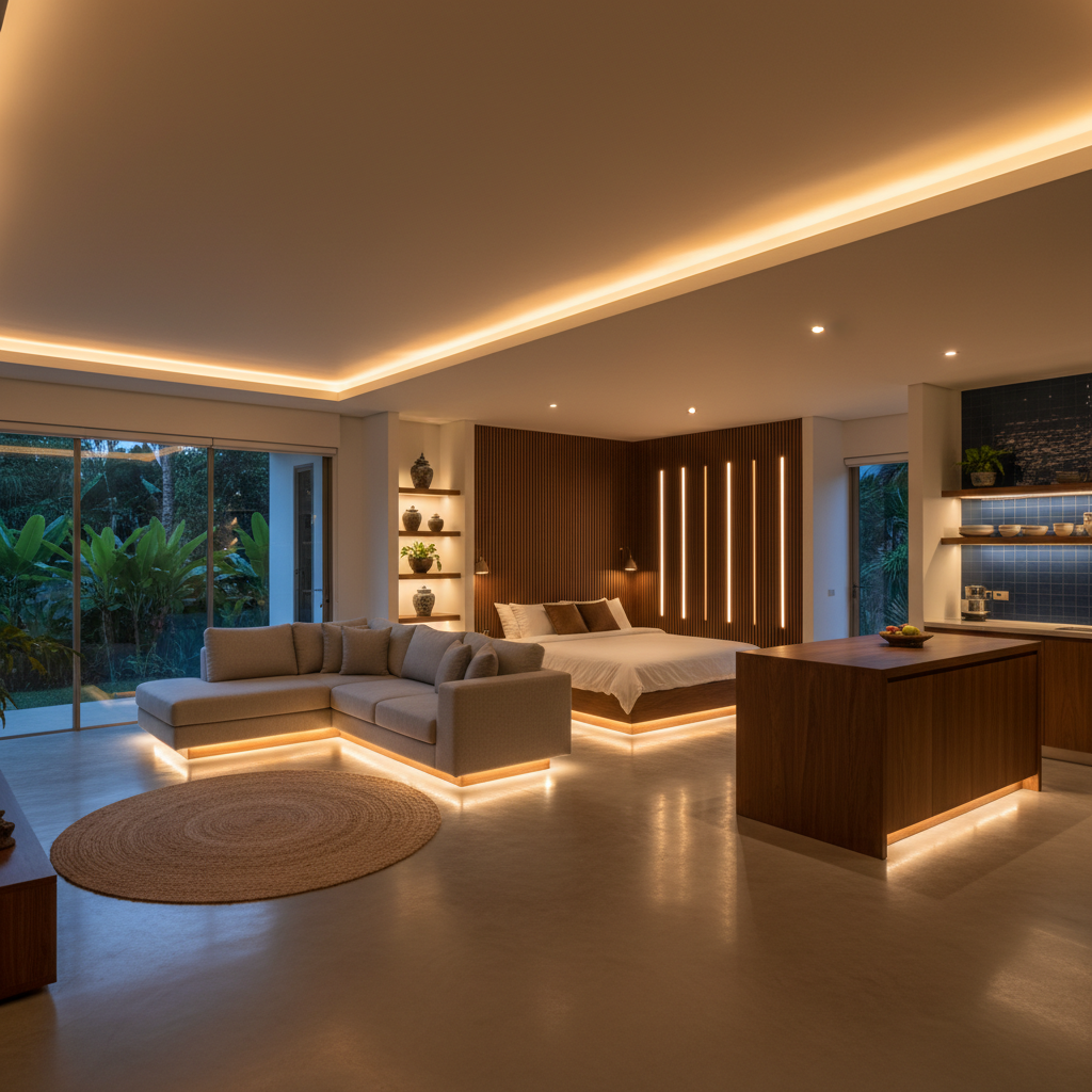 วิธีเลือกไฟเส้น LED ให้เหมาะกับห้อง — ห้องนอน ห้องครัว ห้องนั่งเล่น