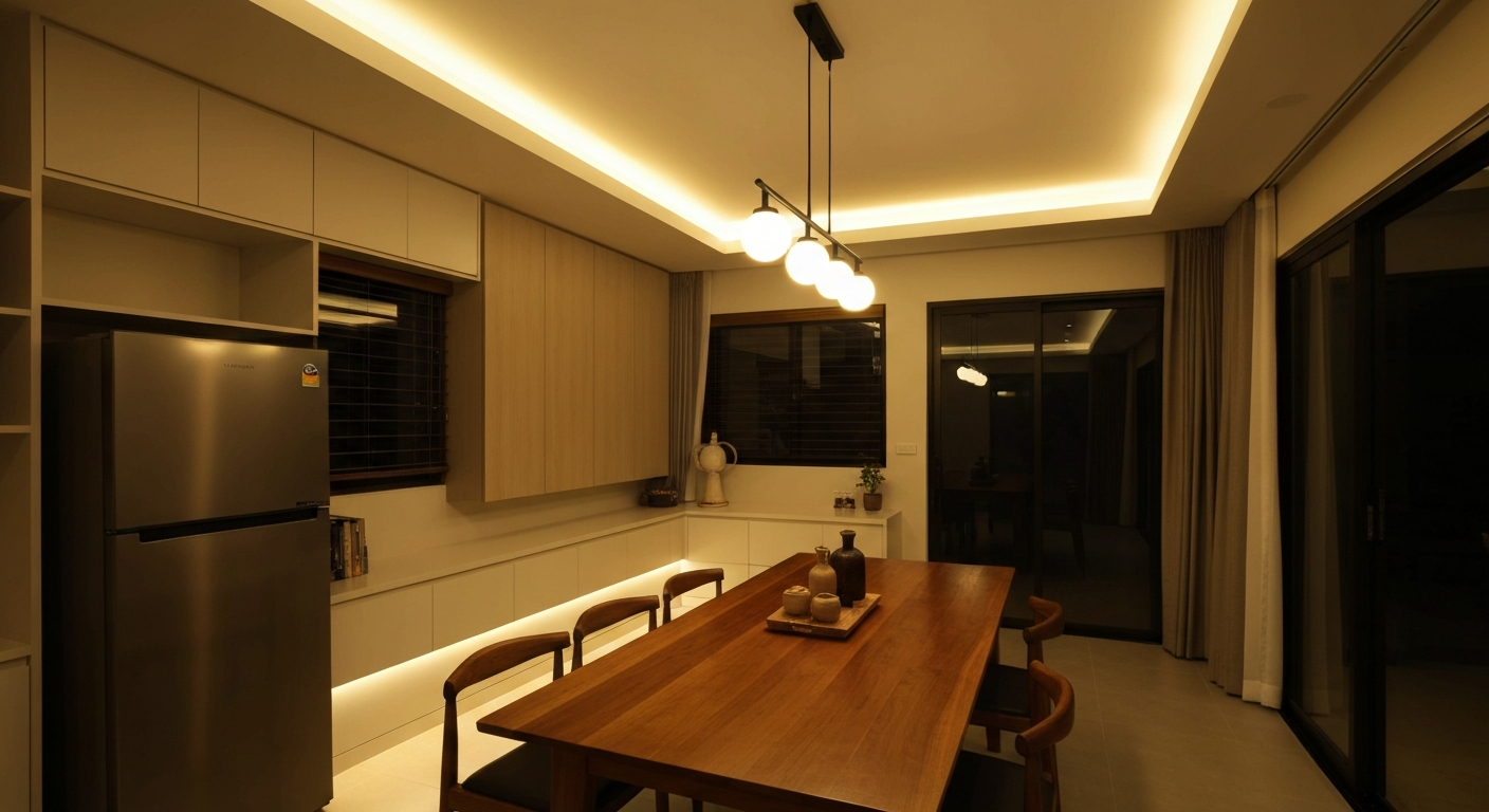 ไฟเส้น LED ห้องอาหาร — เลือกสีและตำแหน่งติดตั้งให้อาหารดูน่ากิน