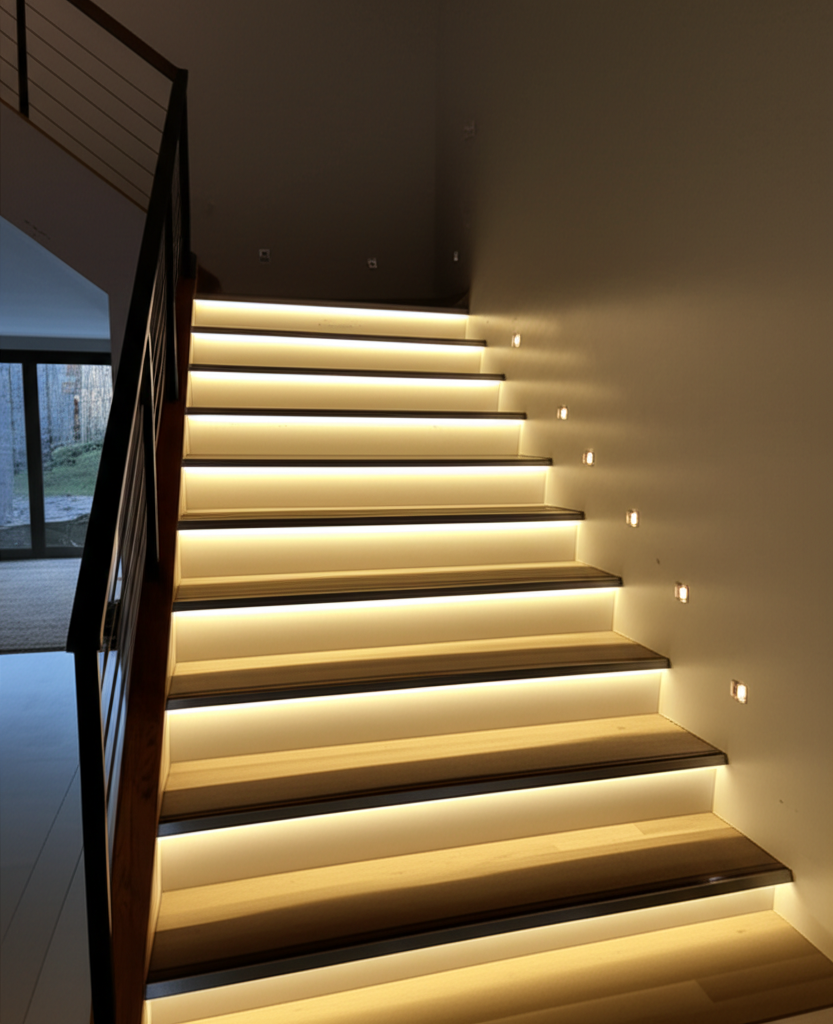 ขอบชั้นวาง แสงลอยเบาๆ ไม่เห็นเส้นไฟ