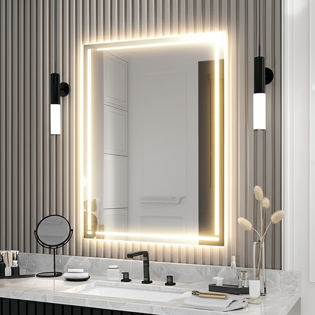 เฟรมกระจก แสงขอบเนียนบาง