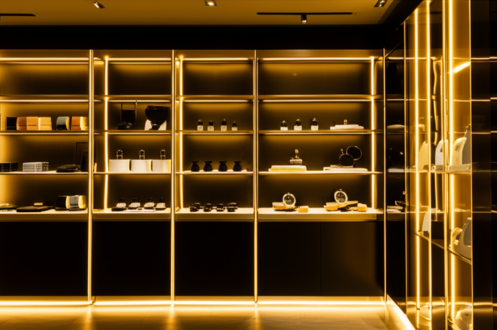 ผนังโชว์สินค้า แสงวิ่งดึงดูดสายตา