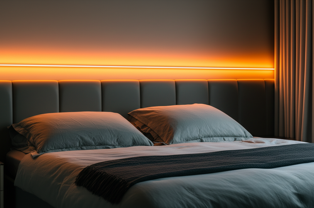 ห้องนอน สีส้มอ่อนช่วยผ่อนคลายก่อนนอน