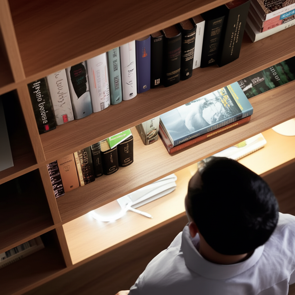 ติดขอบชั้นวาง มองจากด้านบนไม่เห็นไฟจ้า