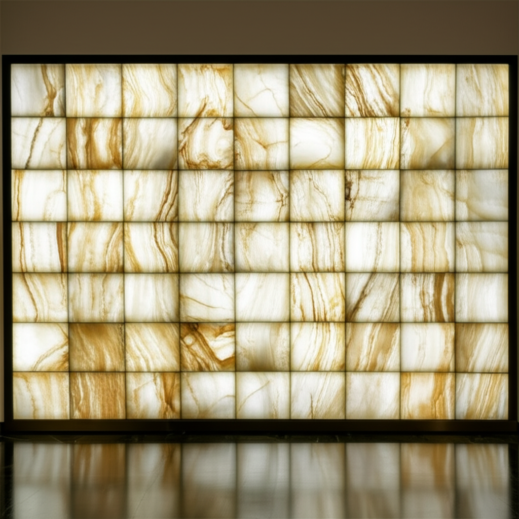 ผนังหินโอนิกซ์ Backlit ขนาดใหญ่