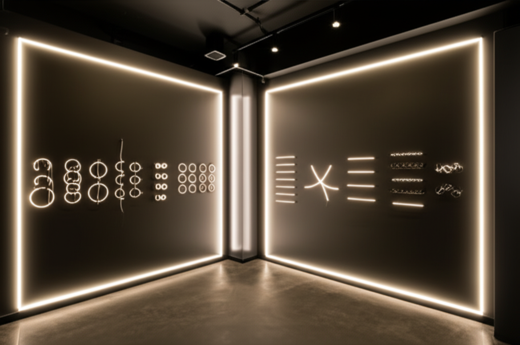 ร้านค้าหรือโชว์รูม สร้างเส้นแสงที่ไหลไปตามมุมห้อง