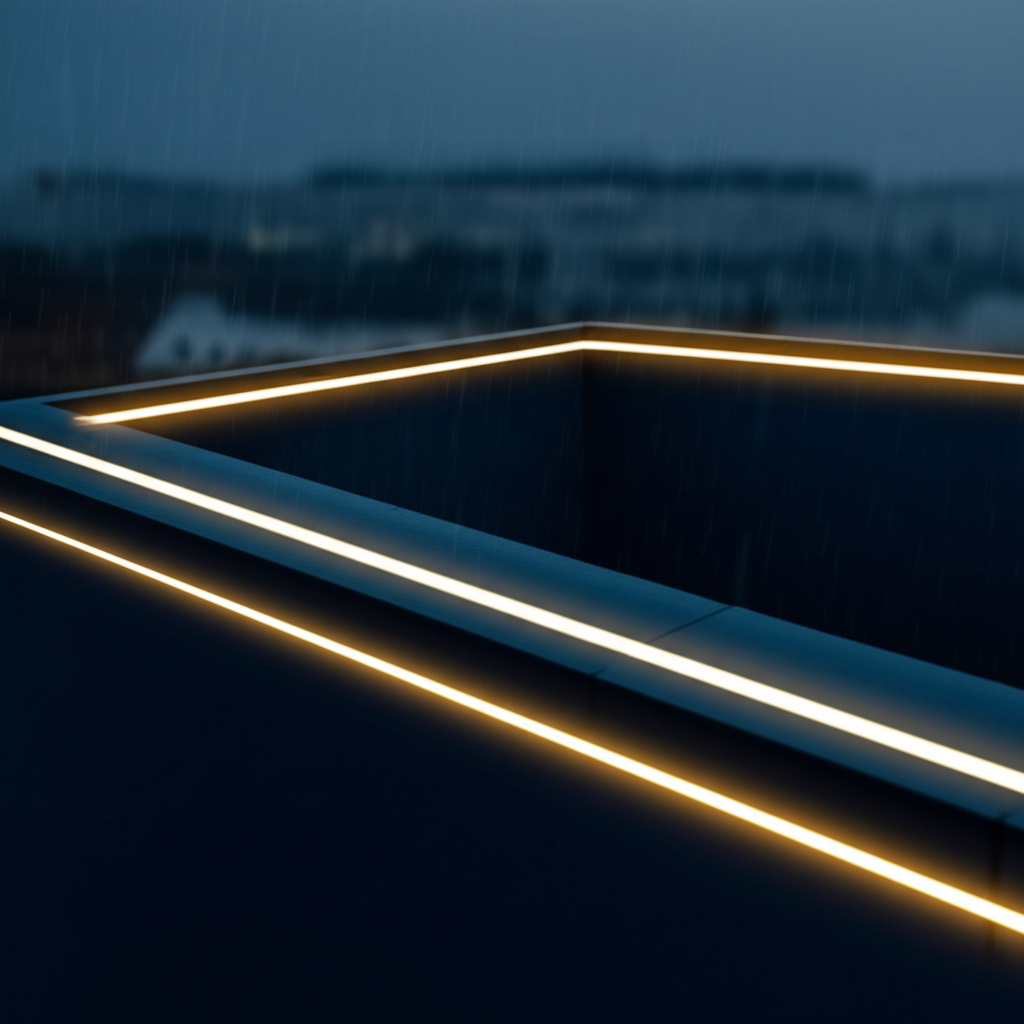 ขอบระเบียงหรือดาดฟ้า กันน้ำฝนได้ IP67