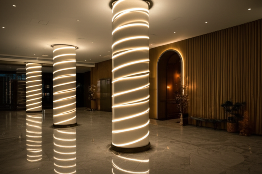 พันรอบเสาโชว์หรือต้นไม้ แสงกระจายรอบด้าน